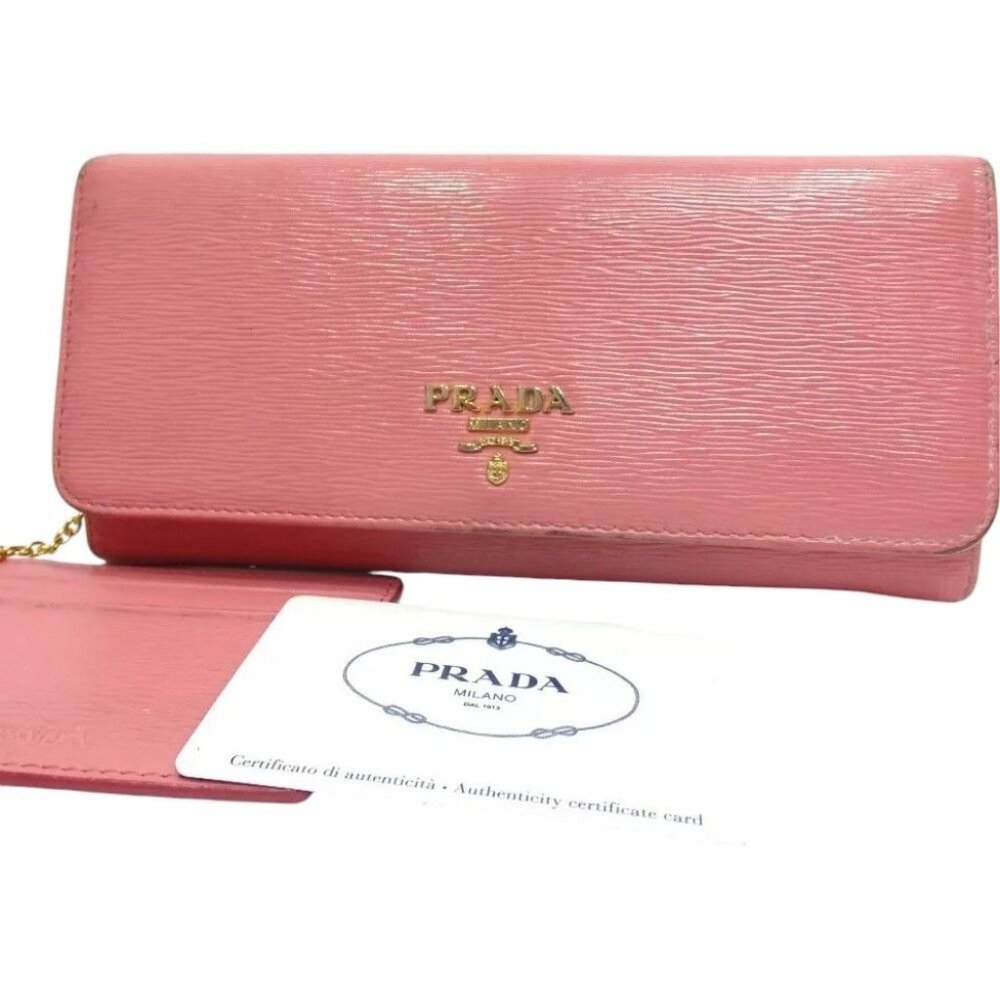 032190AR (K2) Prada Wallet Long Pink Leather